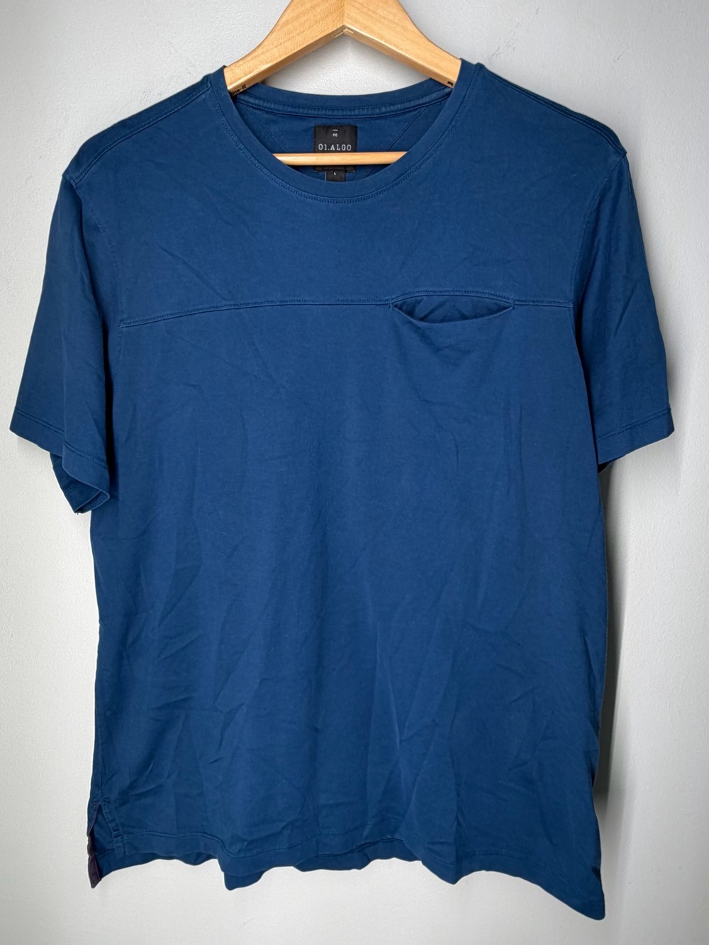 01.ALGO Pima Cotton Blue Pocket T Shirt Minimalist Elevated Basic Quiet Luxury